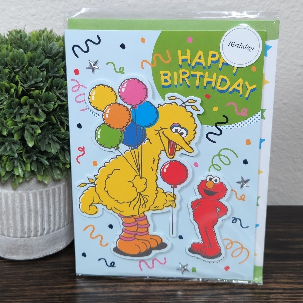 Sesame Street Big Bird Elmo Happy‎ Birthday Card with Envelope New